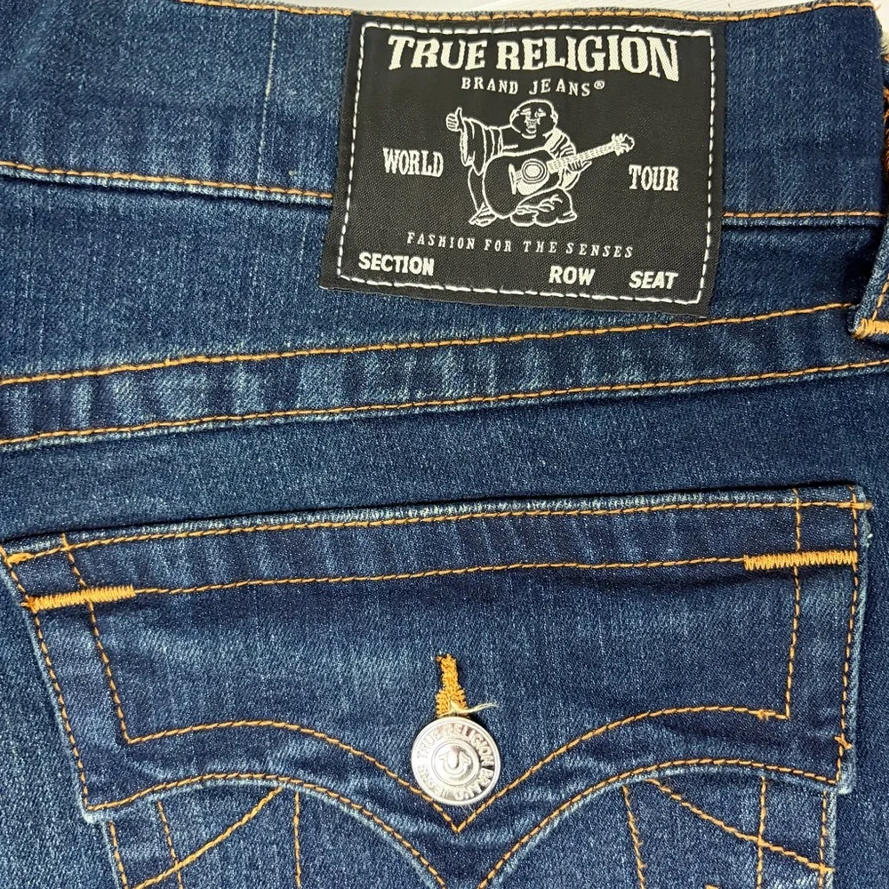True Religion Ricky Straight Jeans Mens 34x32 Dark Wash Flap Pocket NWT - Picture 11 of 14